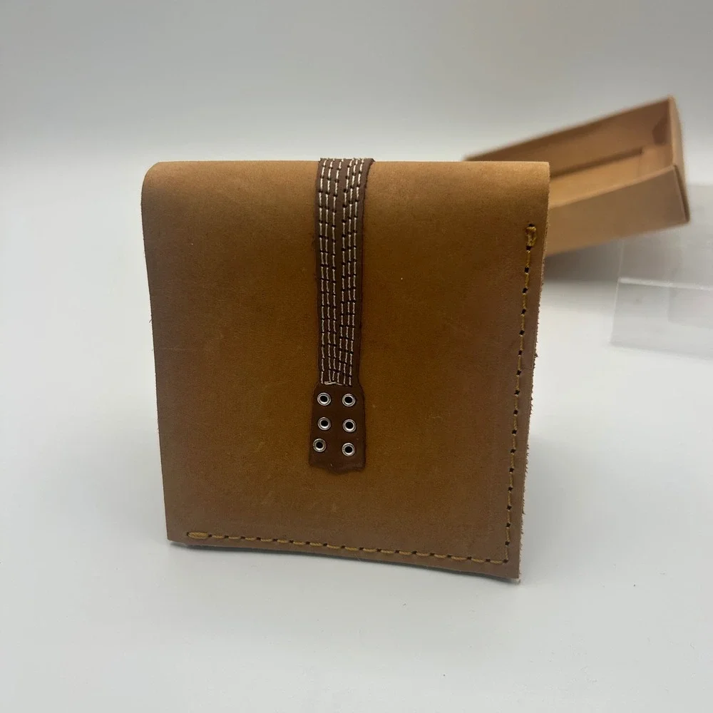 Axe Heaven Tan Leather Bifold Wallet Guitar Headstock Detail Music Gift Boxed